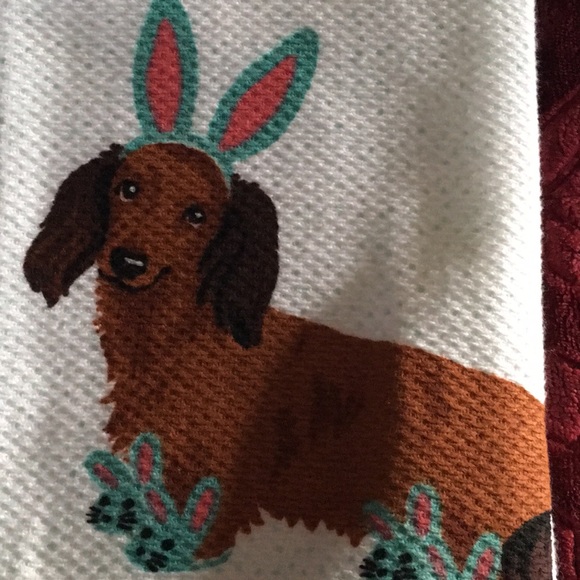 Sweet dachshund Easter bunny dish towels - Picture 5 of 7
